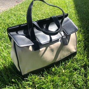 Coach Black and Cream Canvas Tote no 7705